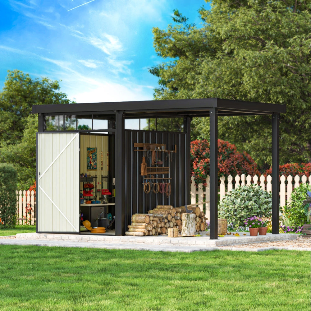 patiowell-14x7-metal-shed-with-open-sided-firewood