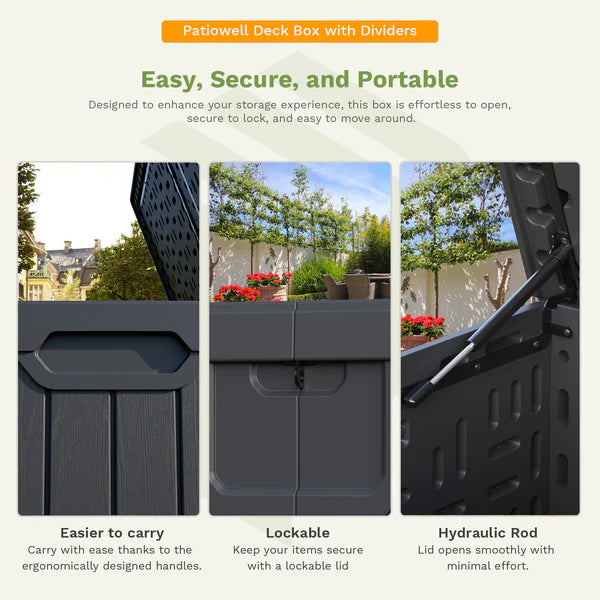 230 gallon deck box features
color:black|Size:230