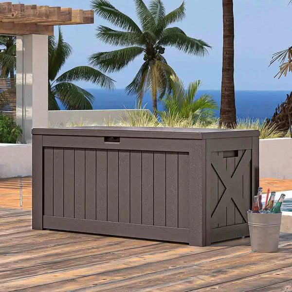 120 Gallon Deck Box in yard
color:brown|Size:120