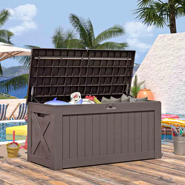 120 Gallon Deck Box for storage
color:brown|Size:120