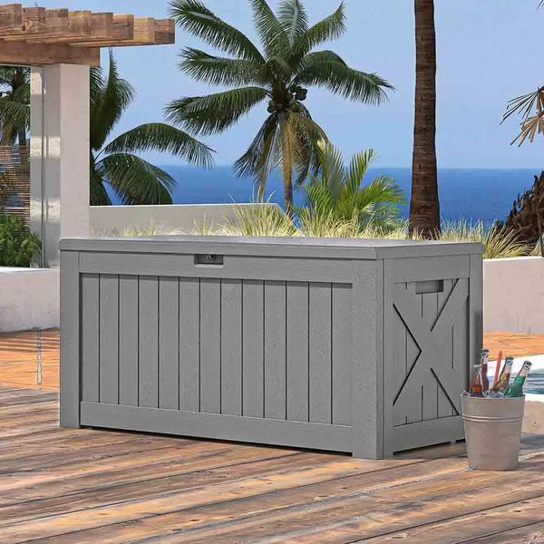 120 Gallon Deck Box in yard
color:gray|Size:120