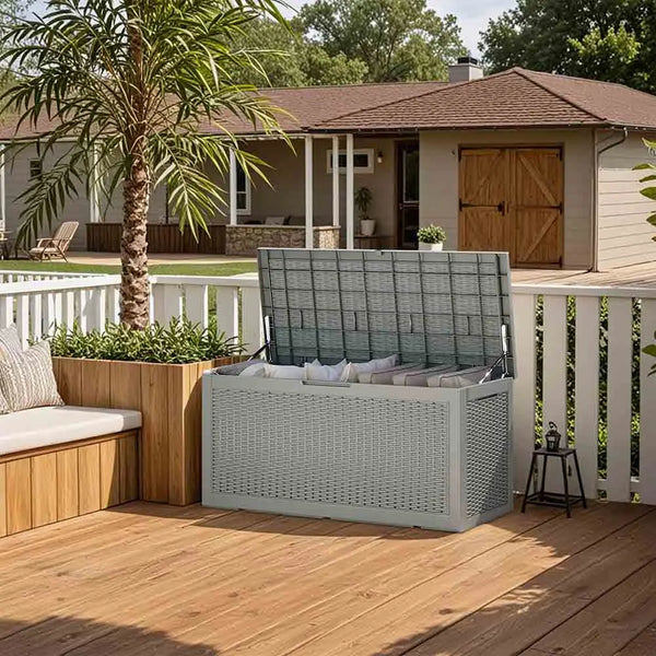 100 Gallon Deck Box in patio
color:gray|Size:100