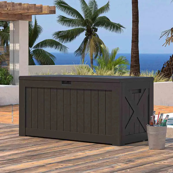 120 Gallon Deck Box in yard
color:black|Size:120