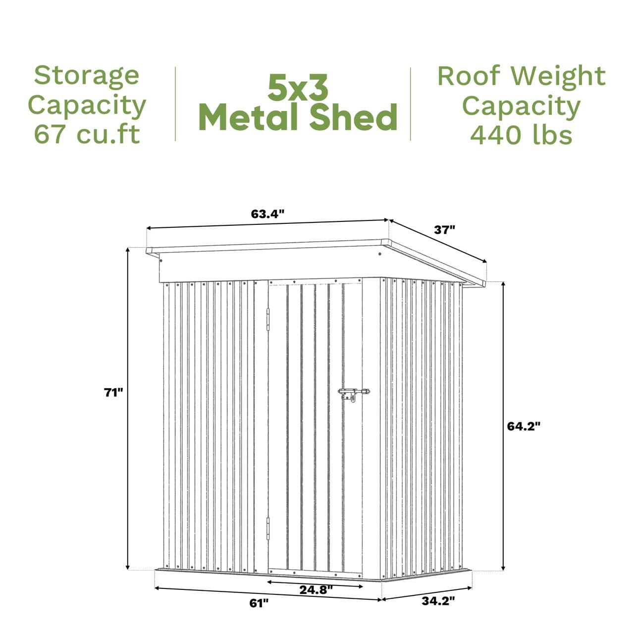 Patiowell 5x3 Metal Shed Pro
