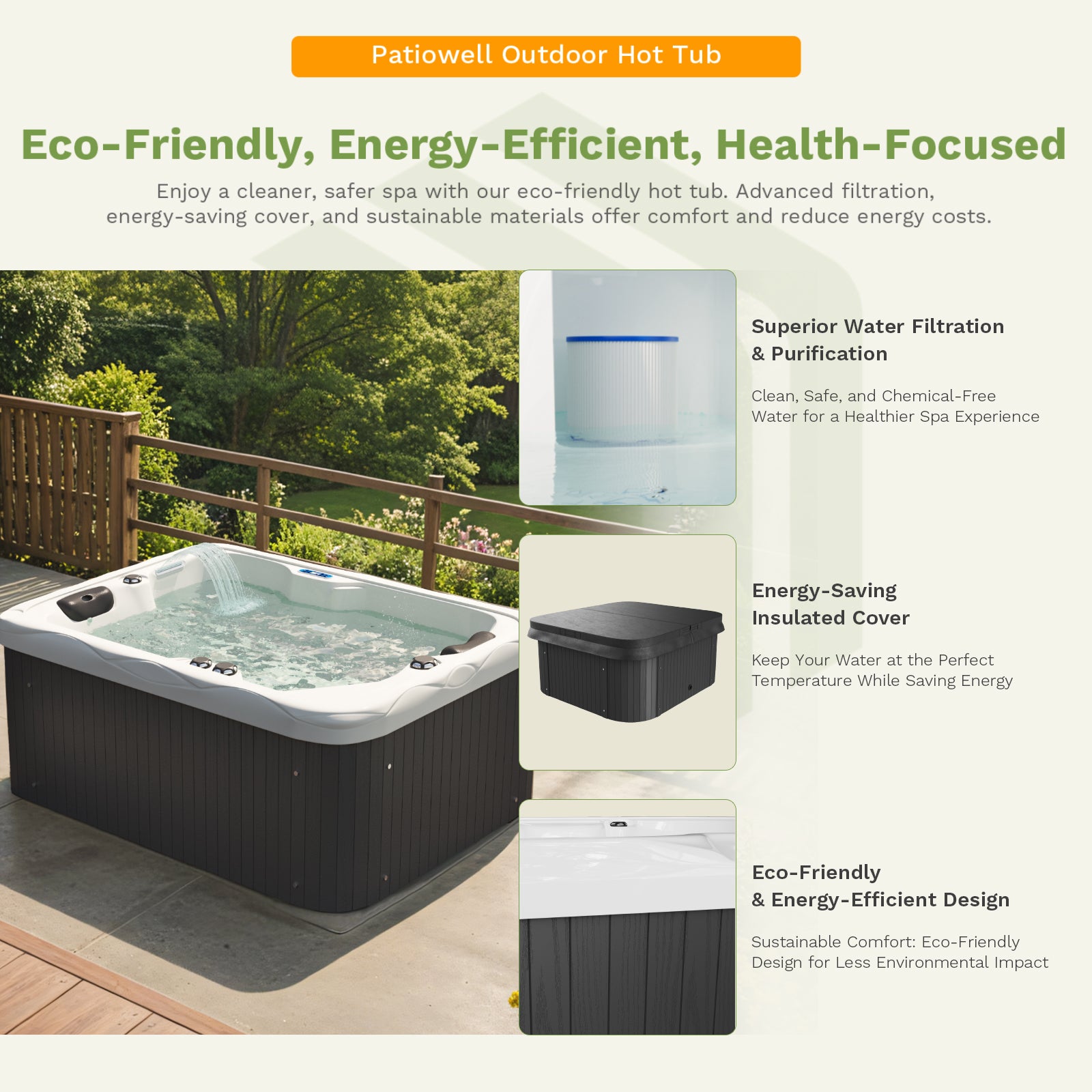 Pre-order | 2 Person Outdoor Hot Tub with Massage Jets