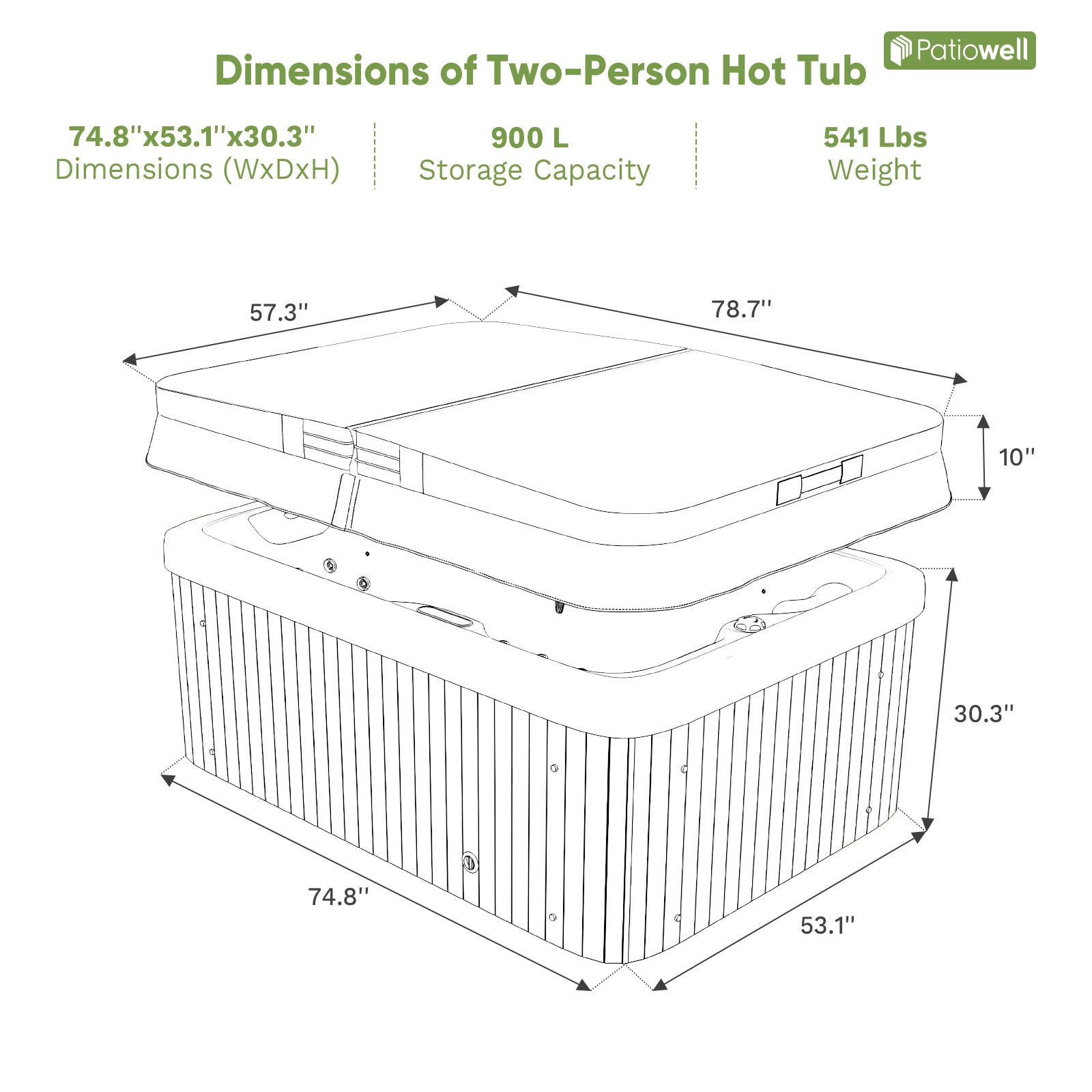 Pre-order | 2 Person Outdoor Hot Tub with Massage Jets