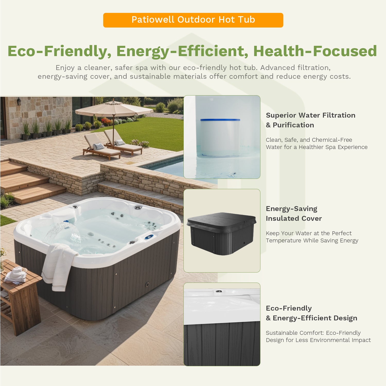 Pre-Order | 4-Person Outdoor Hot Tub for Familiy Spa