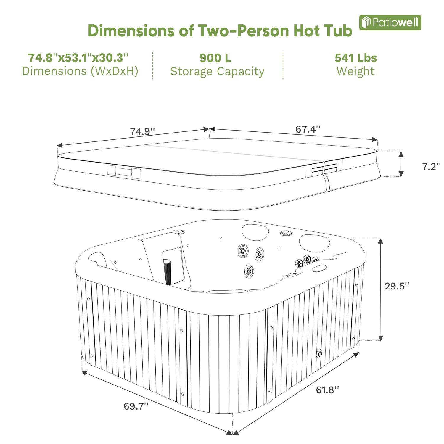 Pre-Order | 4-Person Outdoor Hot Tub for Familiy Spa