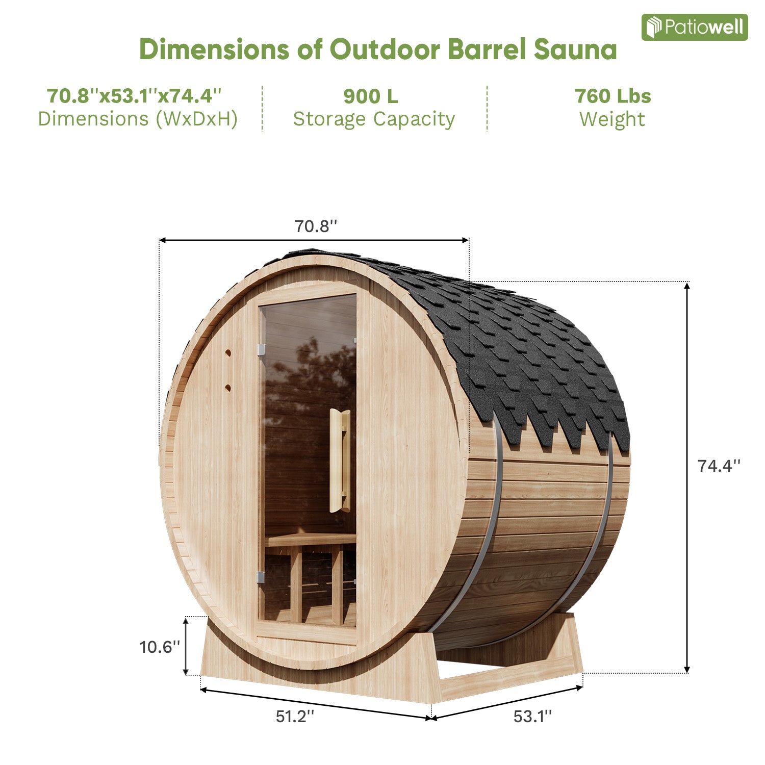 Patiowell 2-4 Person Outdoor Barrel Sauna