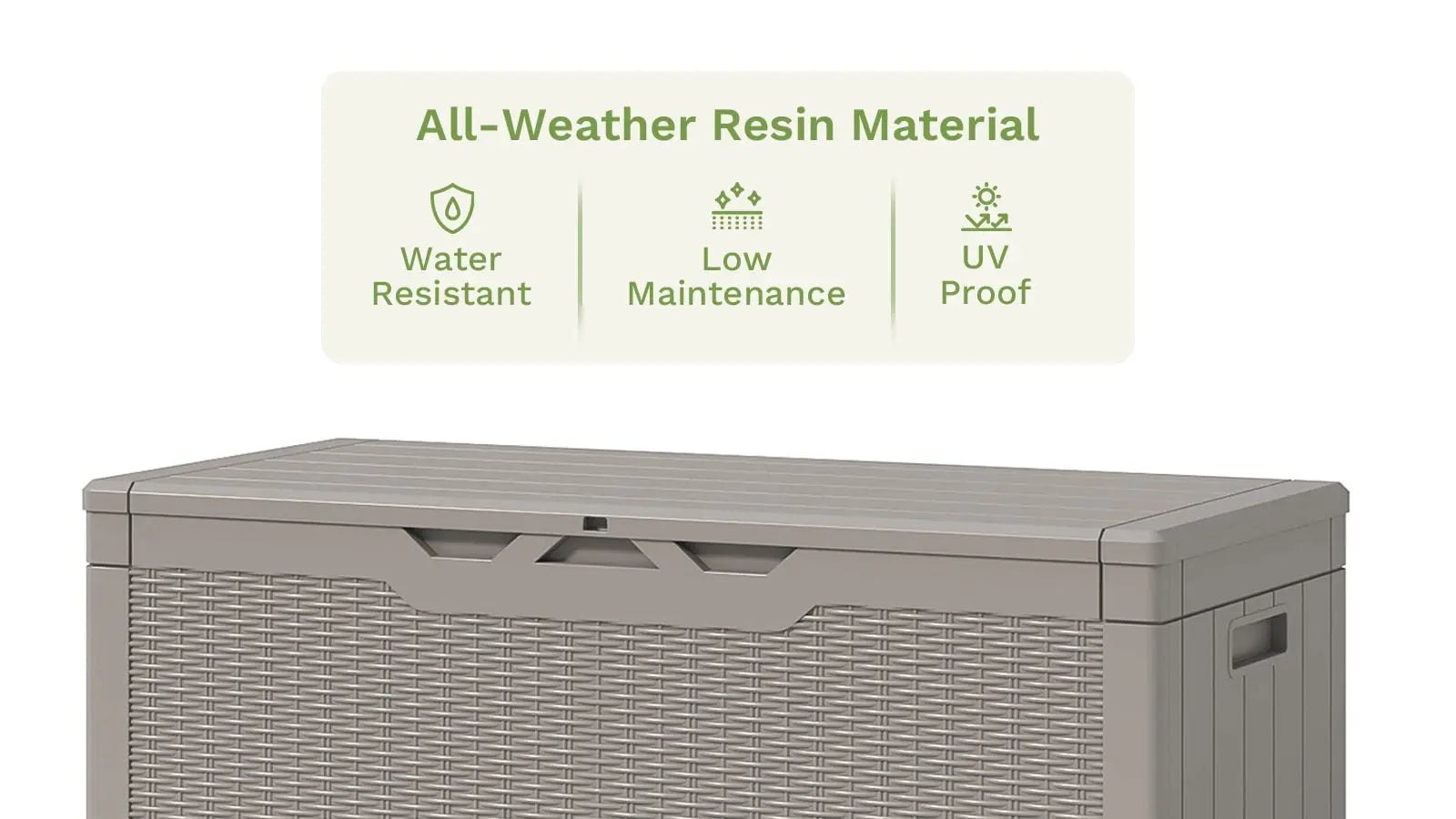 The 100 gallon ourdoor storage deck box features in all-weather resistant