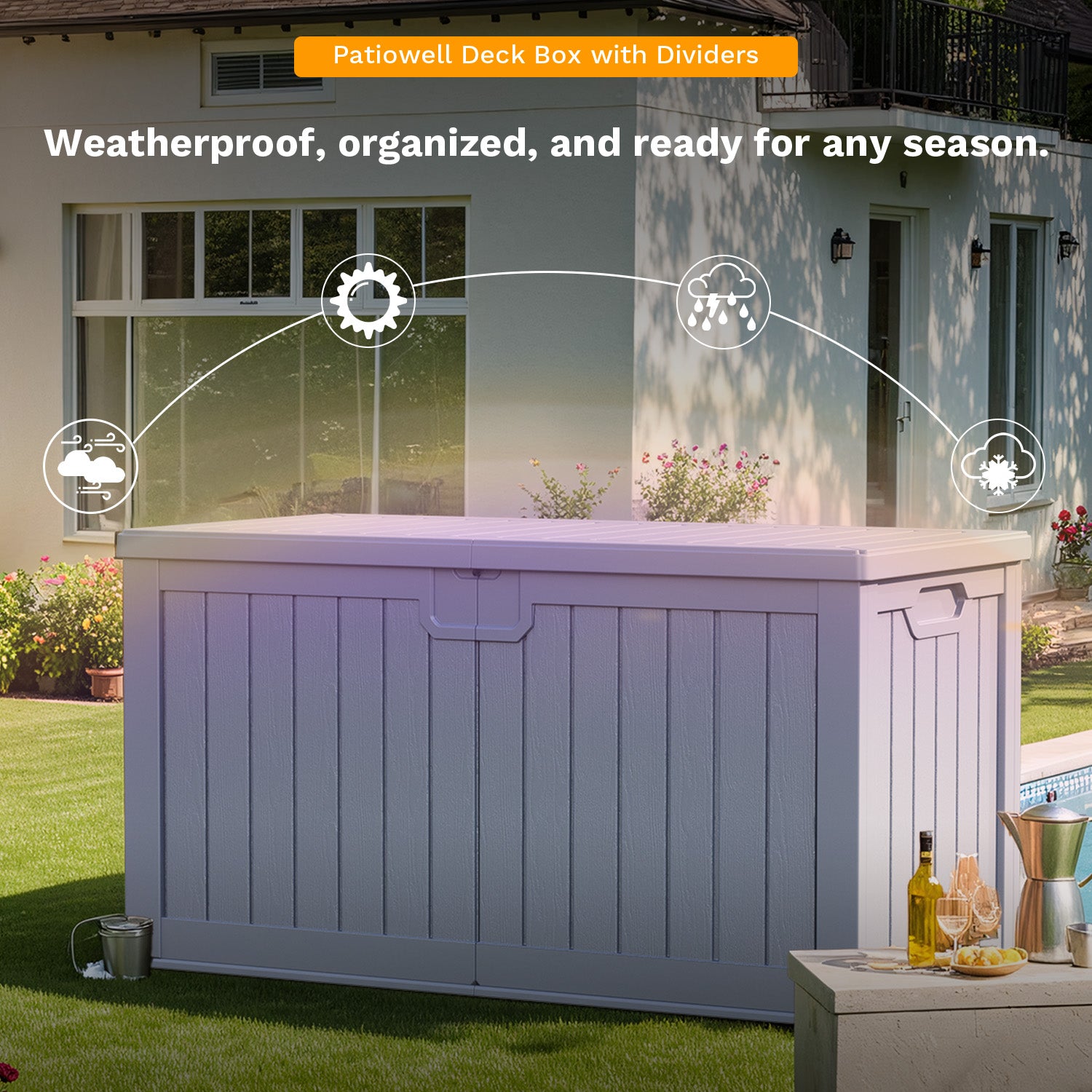 Patiowell 230 Gallon Deck Box Gray-Scene-5
color:Gray