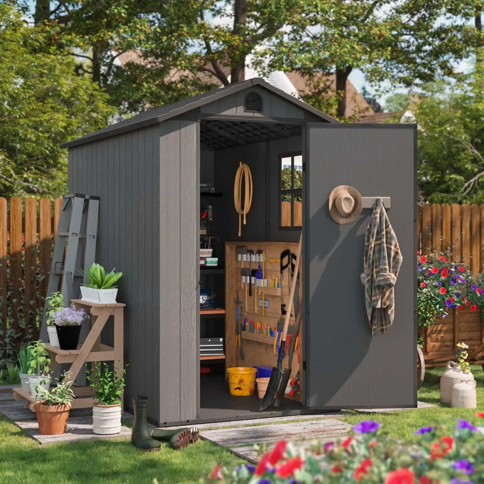 patiowell-fit-it-4x6-plastic-shed for storage
color:Cool gray|Size:4x6