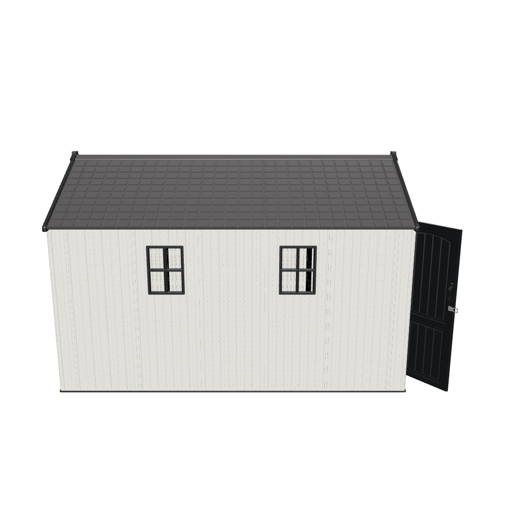 patiowell kick-it 8x12 plastic storage shed color:gray white,brown|Led Lighting:not included,included